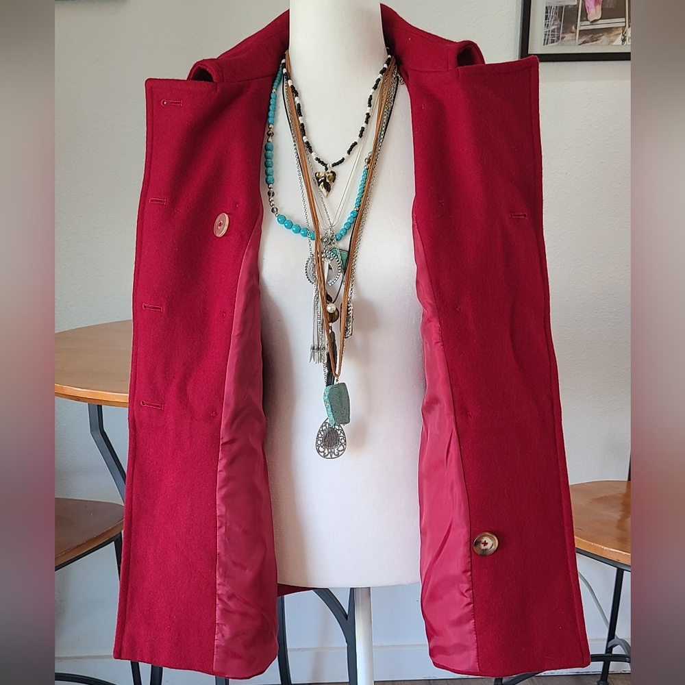 NWT'S- MICHAEL- MICHAEL KORS -Beautiful Womens Red Wool Blend Peacoat-Size Small - Picture 9 of 9